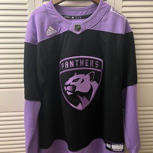 Adidas Black/Purple Hockey Fights Cancer Florida Panthers Jersey Size 52